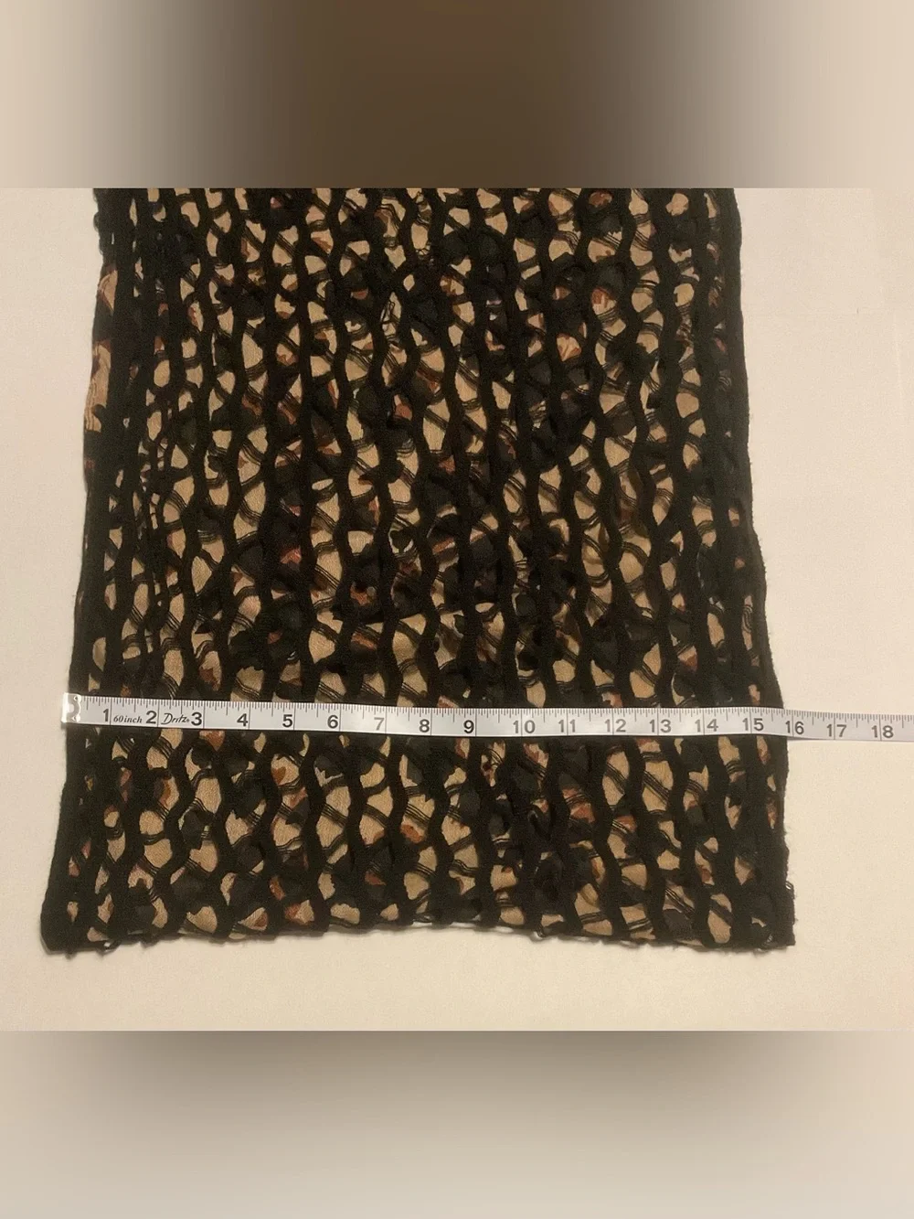 Women Black Leopard Print Lace Overlay Infinity Scarf Lightweight 32x18